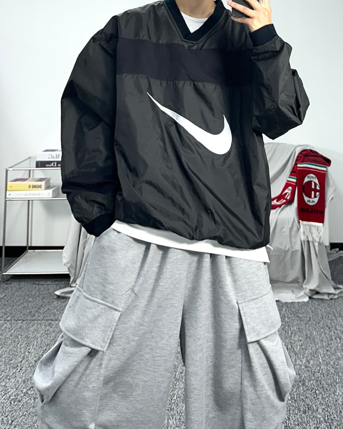 나이키 블랙 배색 빅로고 웜업 XL 상품이미지3