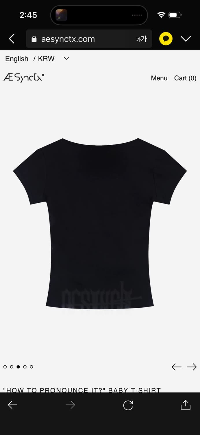 aesynctx baby t- shirt / black / S 상품이미지2