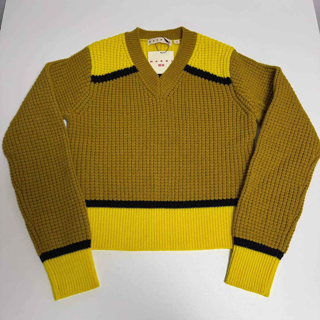 (W)유니클로 X 마르니 멀티 컬러 배색 크롭니트 상품이미지1