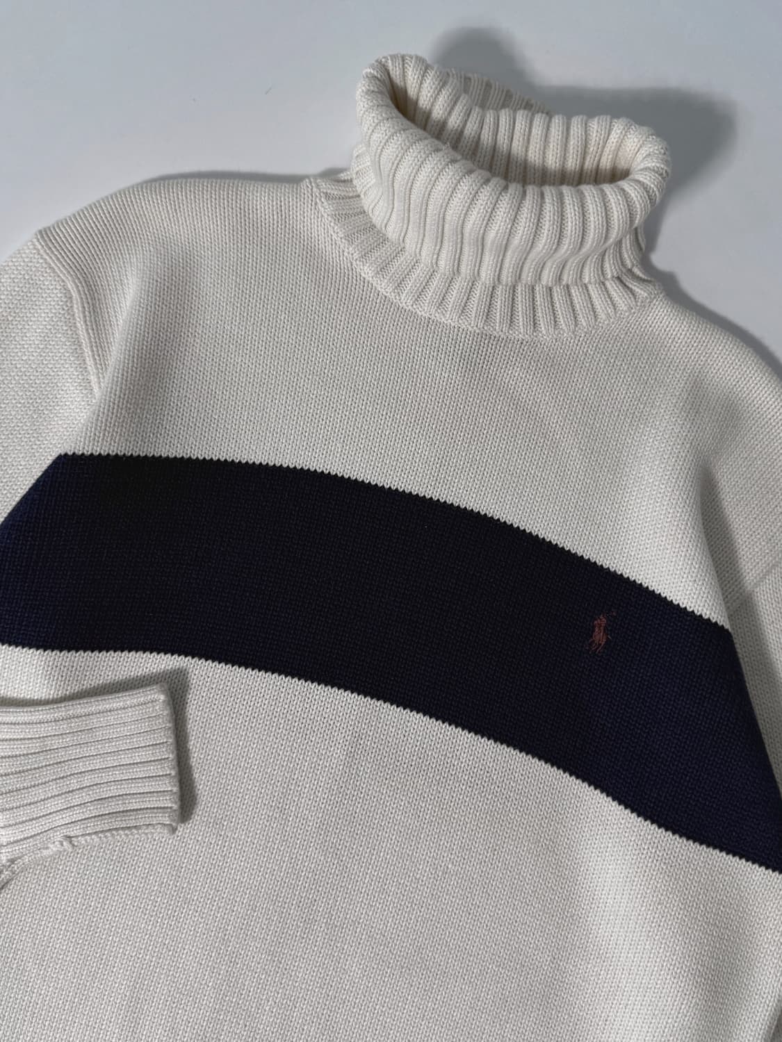 폴로 랄프로렌 루즈핏 00‘s 화이트 코튼 배색 폴라 니트  상품이미지2