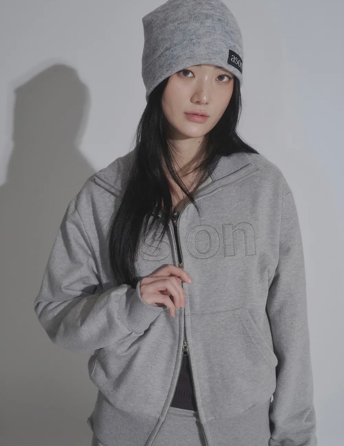 애즈온 후드집업 BAY SWEAT ZIP-UP / GRAY 상품이미지1