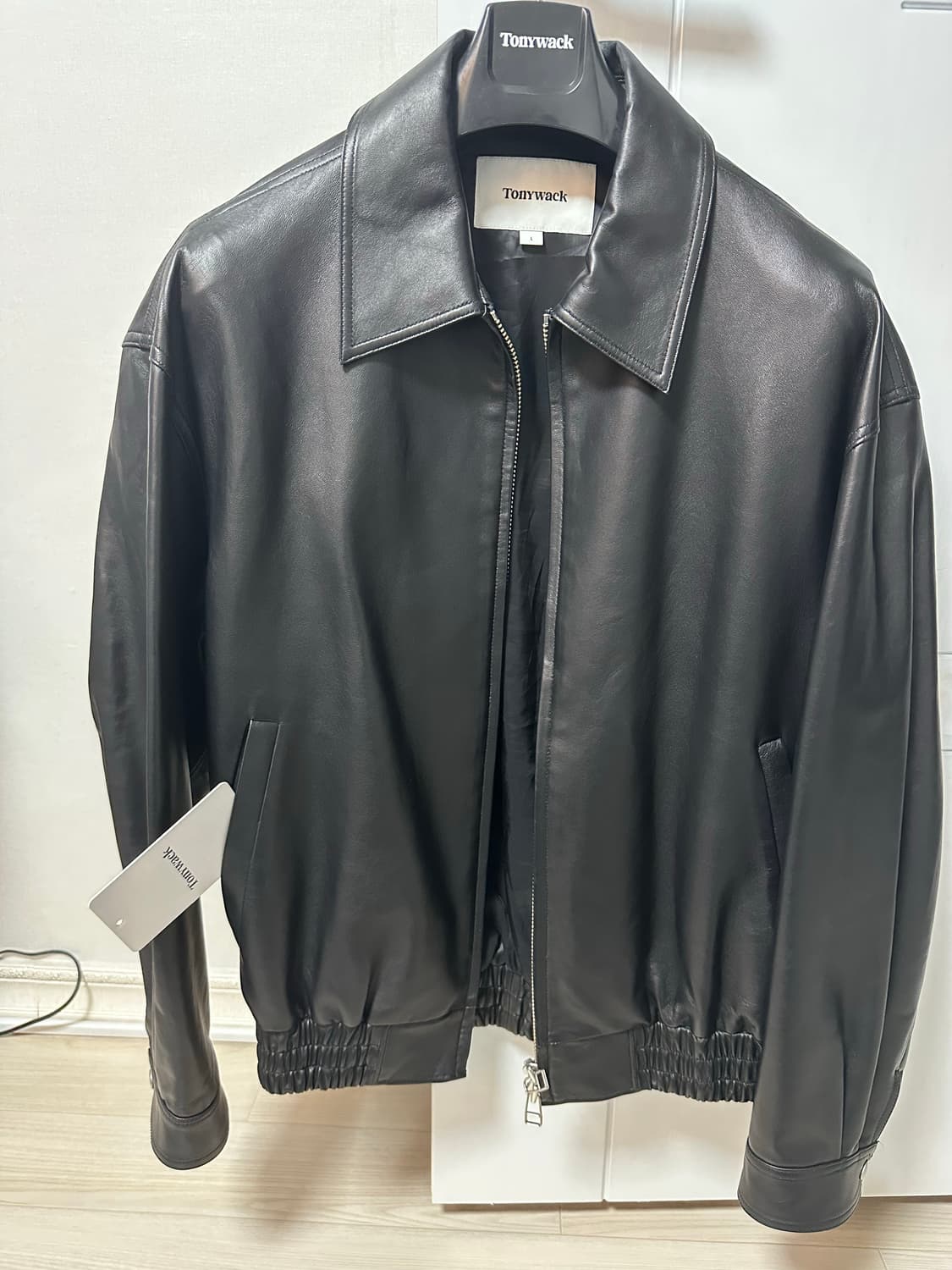 [L]토니웩 레더 오버사이즈 블루종 주우재착용 상품이미지3