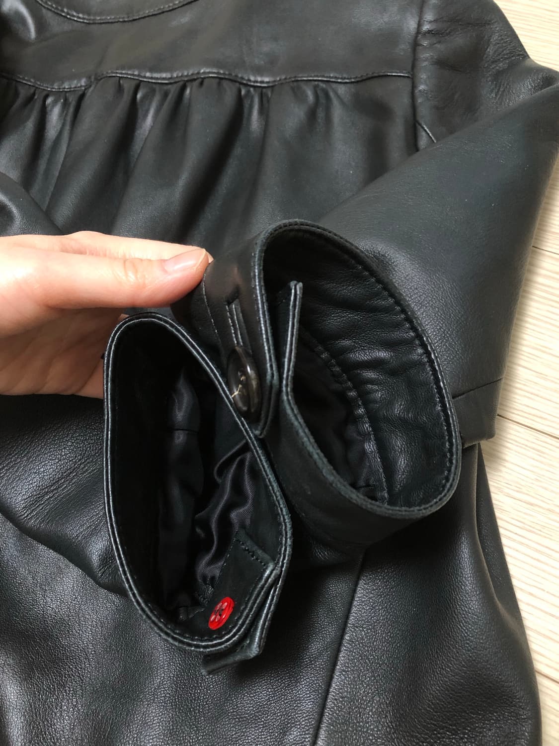 40 양가죽 폴스미스 블랙라벨 투웨이 핀턱 라운드카라 7부 가죽자켓 상품이미지9