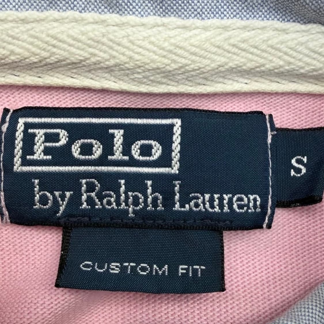 90s 두산 폴로 랄프로렌 핑크 네이비 스트라이프 럭비티 S 상품이미지5