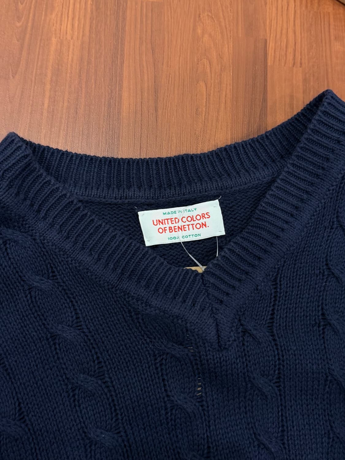 90s Benetton 베네통 브이넥 케이블 코튼 니트 (Italy) 상품이미지7