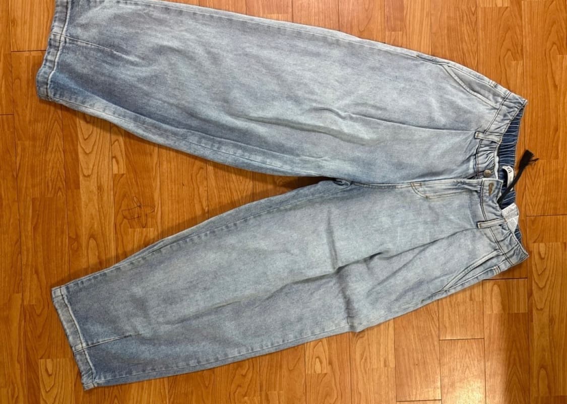 ZARA 밴딩 데님 팬츠 / 연청 / 와이드핏 (M) 상품이미지1