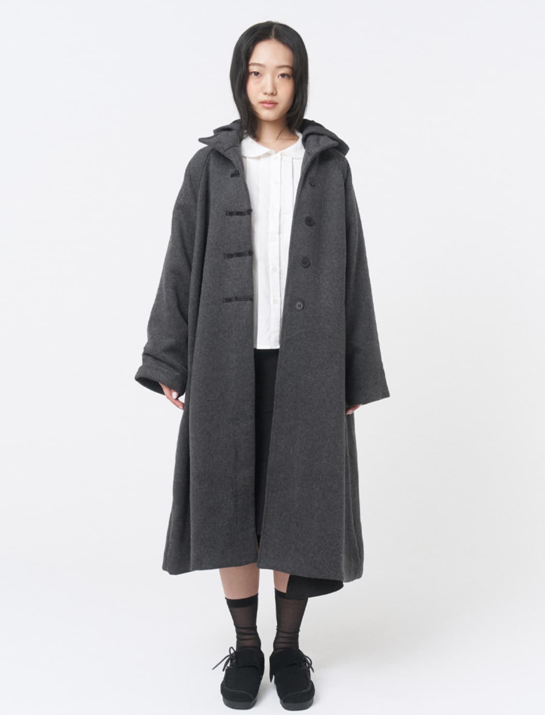 미세키서울 후드 롱 더플 코트 상품이미지2