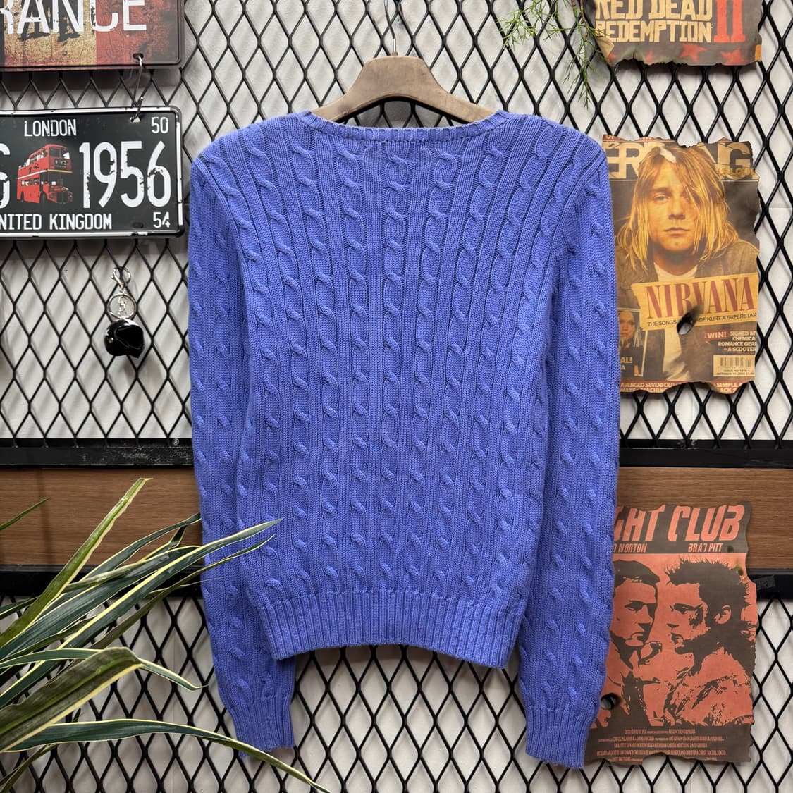 폴로 랄프로렌 케이블 니트 옐로우 포니 포인트 라이트블루 상품이미지2