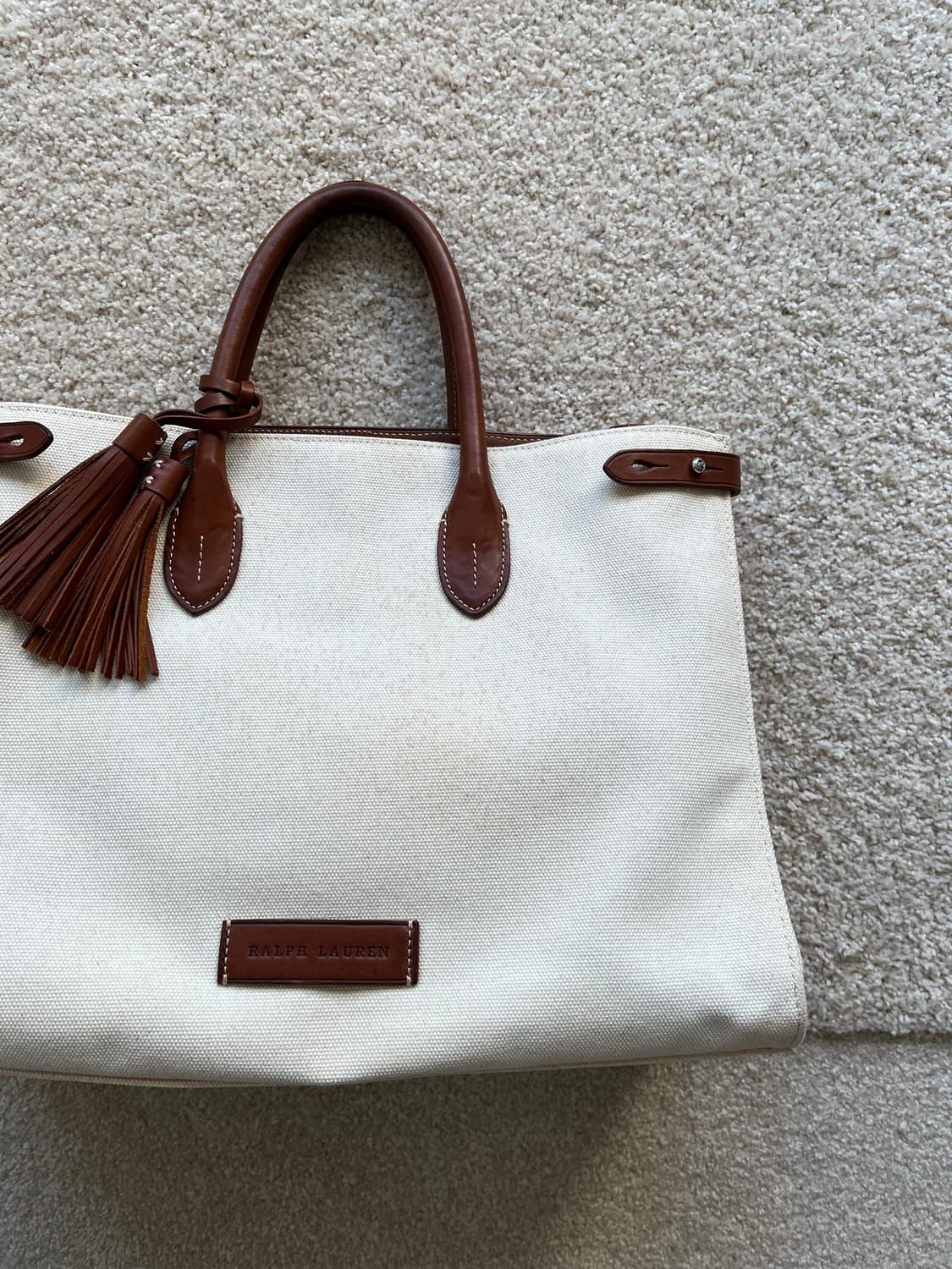 폴로 랄프로렌 캔버스 레더 테슬 토트백  상품이미지3
