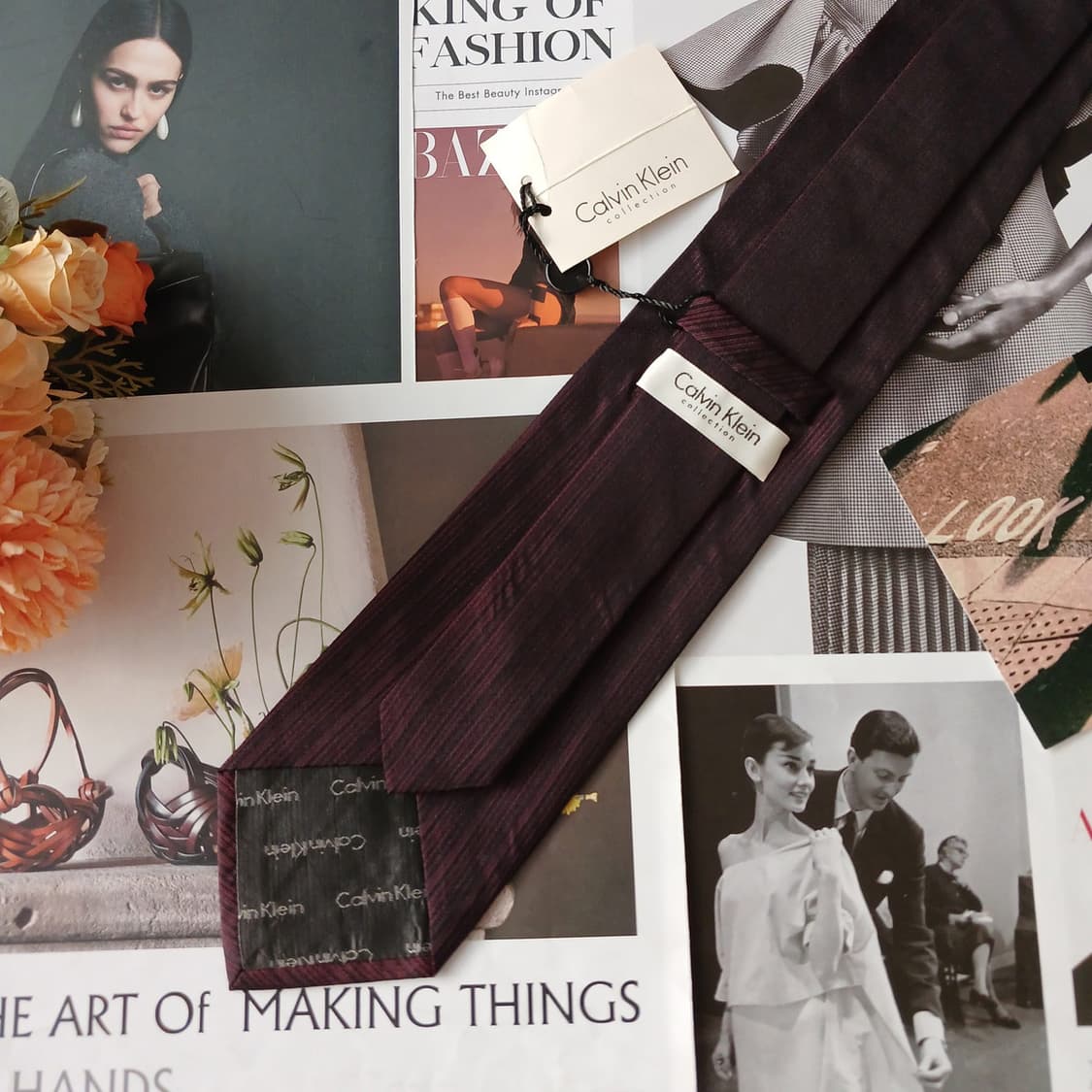 캘빈클라인 넥타이 브라운 와인 컬러 새제품 A19810  상품이미지4