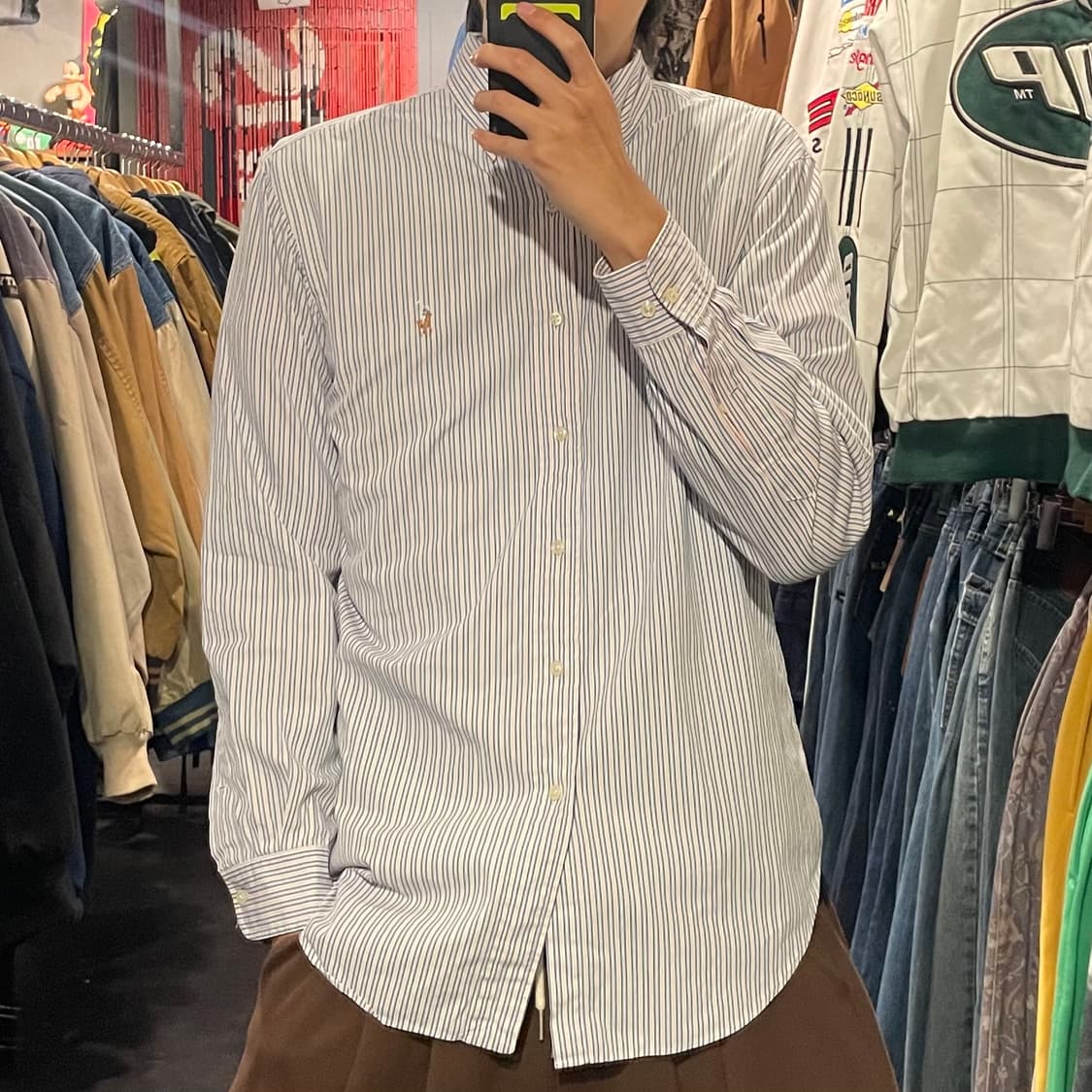 [IM] Polo 폴로 핑크블루 스트라이프 긴팔셔츠 상품이미지1