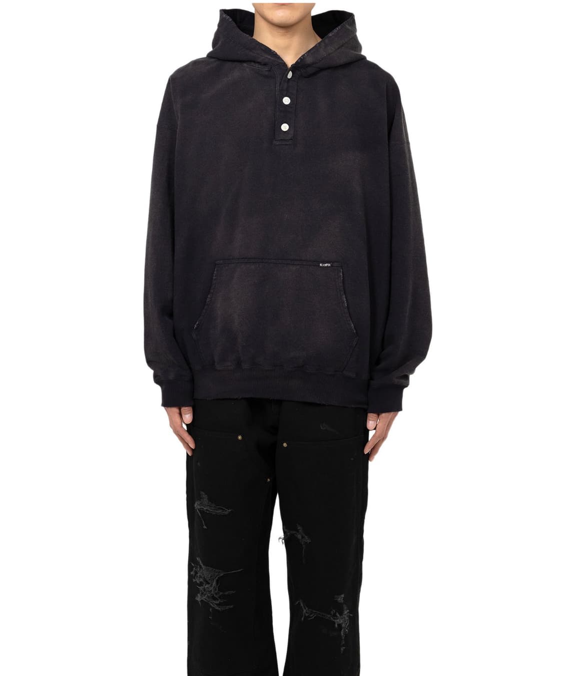 카미야 distressed henry neck hoodie 상품이미지6