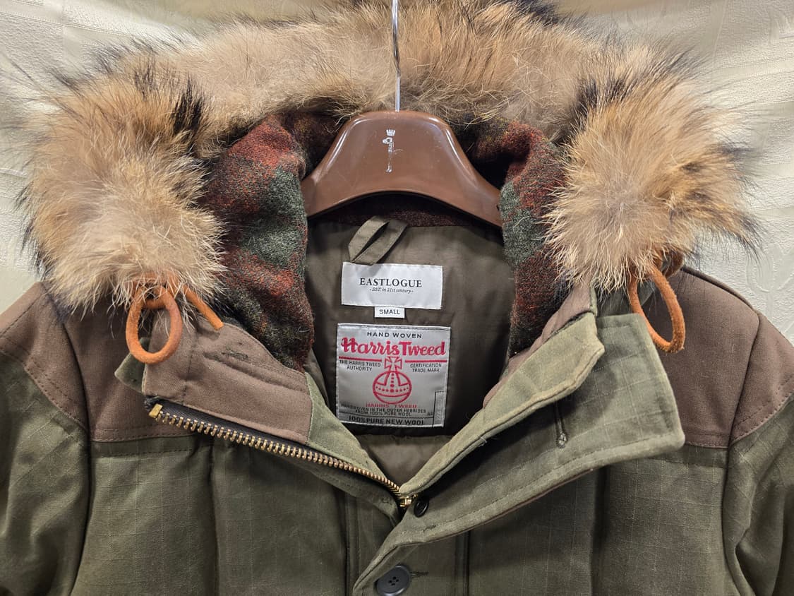 이스트로그 해리스트위드 퍼 후드 패딩 왁싱자켓 S 상품이미지2