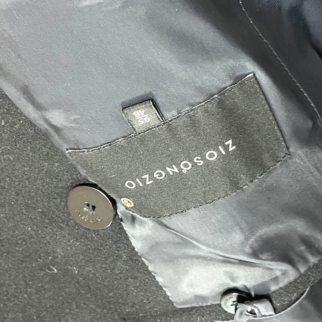 지오송지오 블랙 울 더블 피코트 남성95 상품이미지3