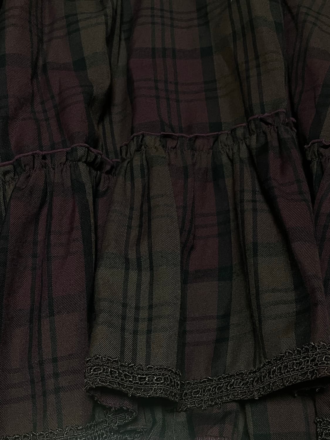 빈티지 체크 레이스 캉캉 비대칭 스커트 상품이미지4