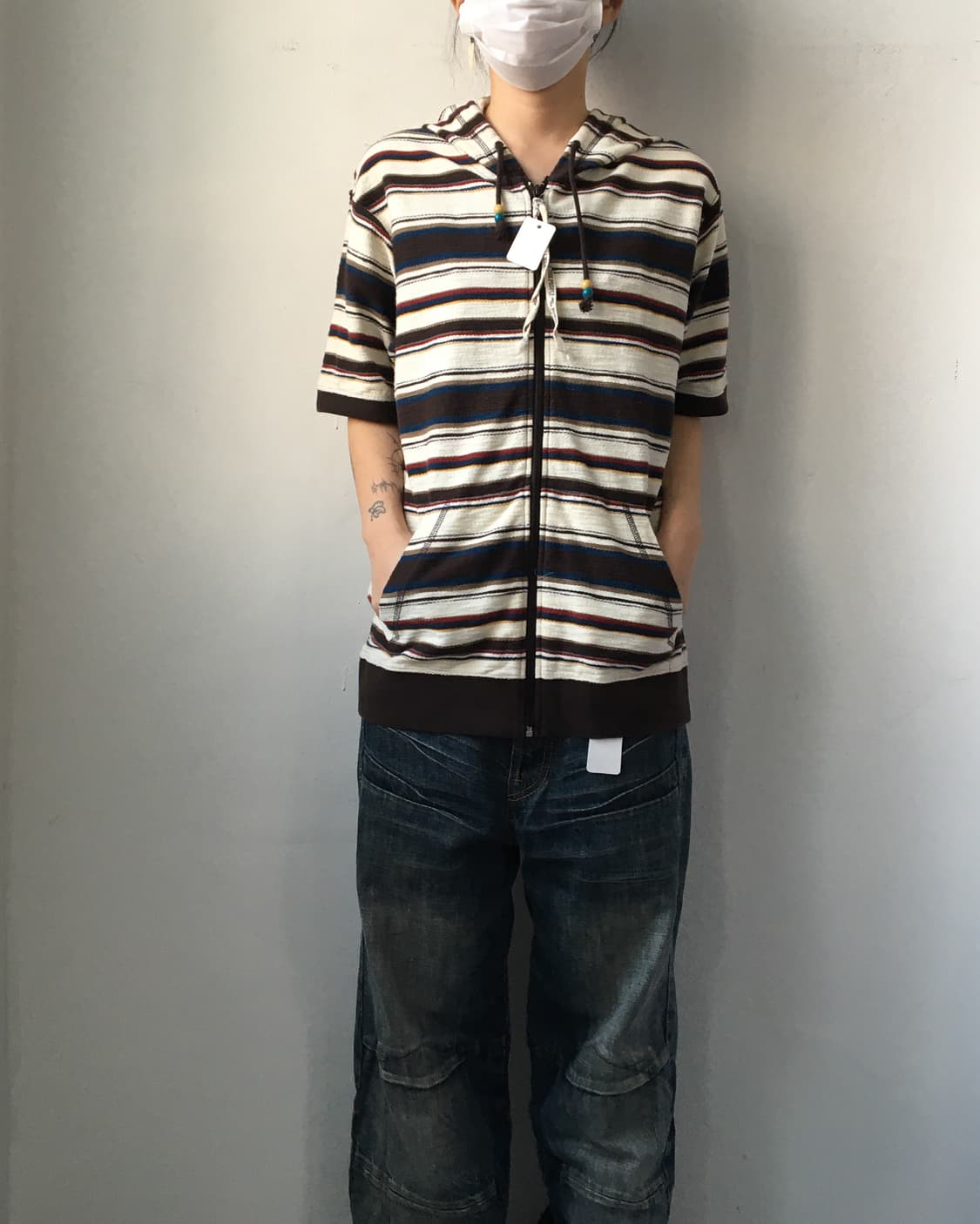 Stripe pattern hood zip up 상품이미지1