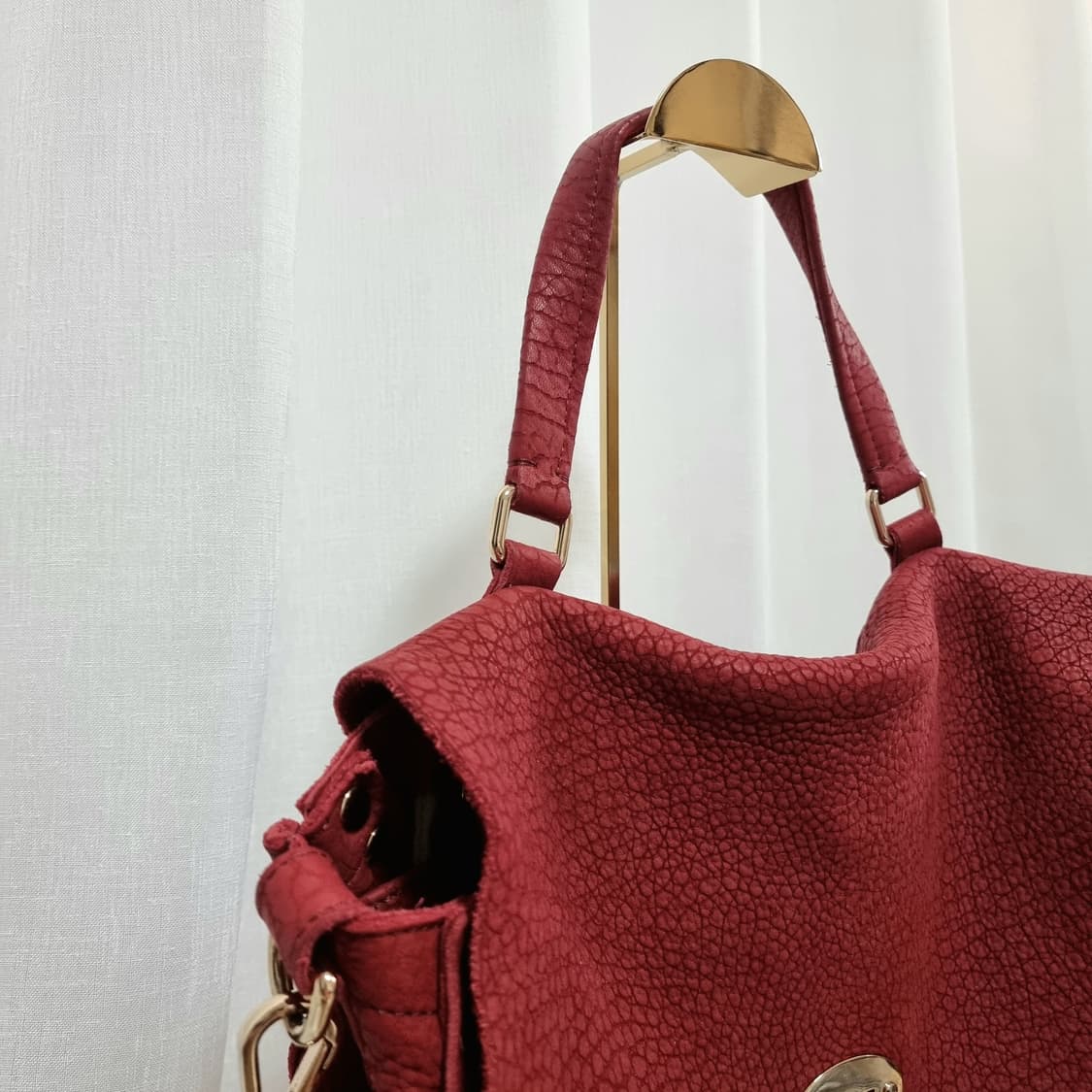 자넬라토 포스티나 스웨이드 숄더백 핸드백 가방 버건디 (M) 상태최상 상품이미지2