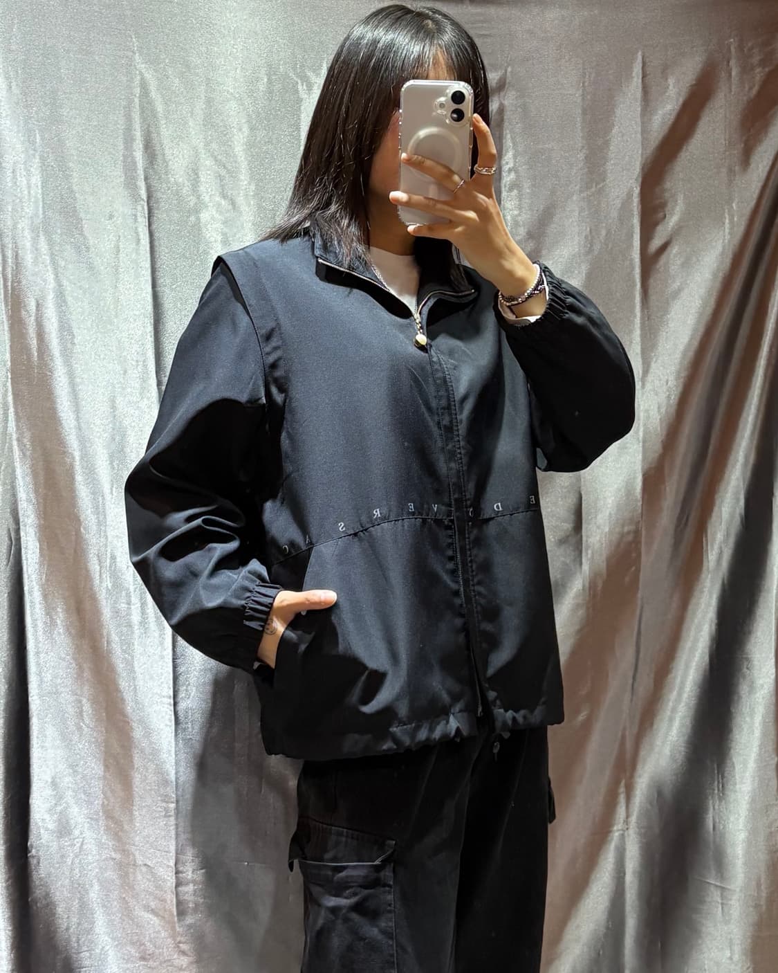 S 베르사체 펄 스펠링 라인 나일론 자켓 상품이미지1