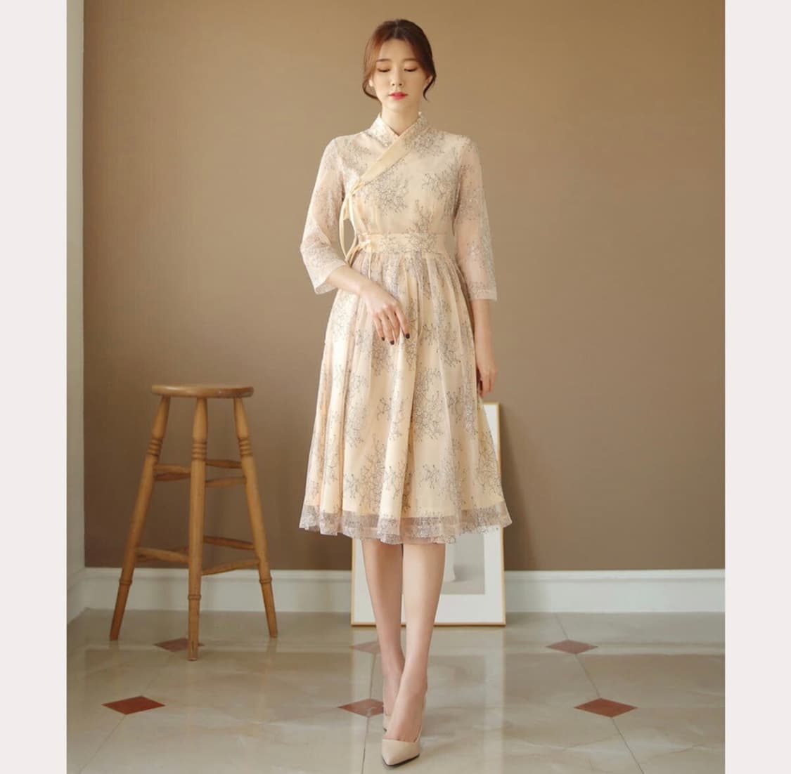 새상품 시크라인 철릭 원피스 상품이미지1