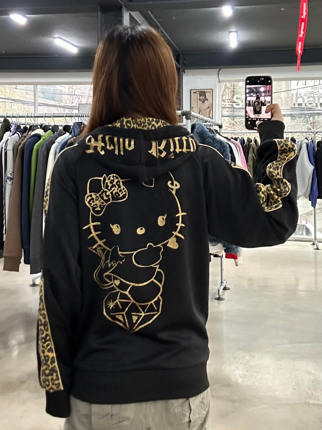 헬로키티 레오파드 갸루 스타 데빌키티 후드집업 상품이미지1