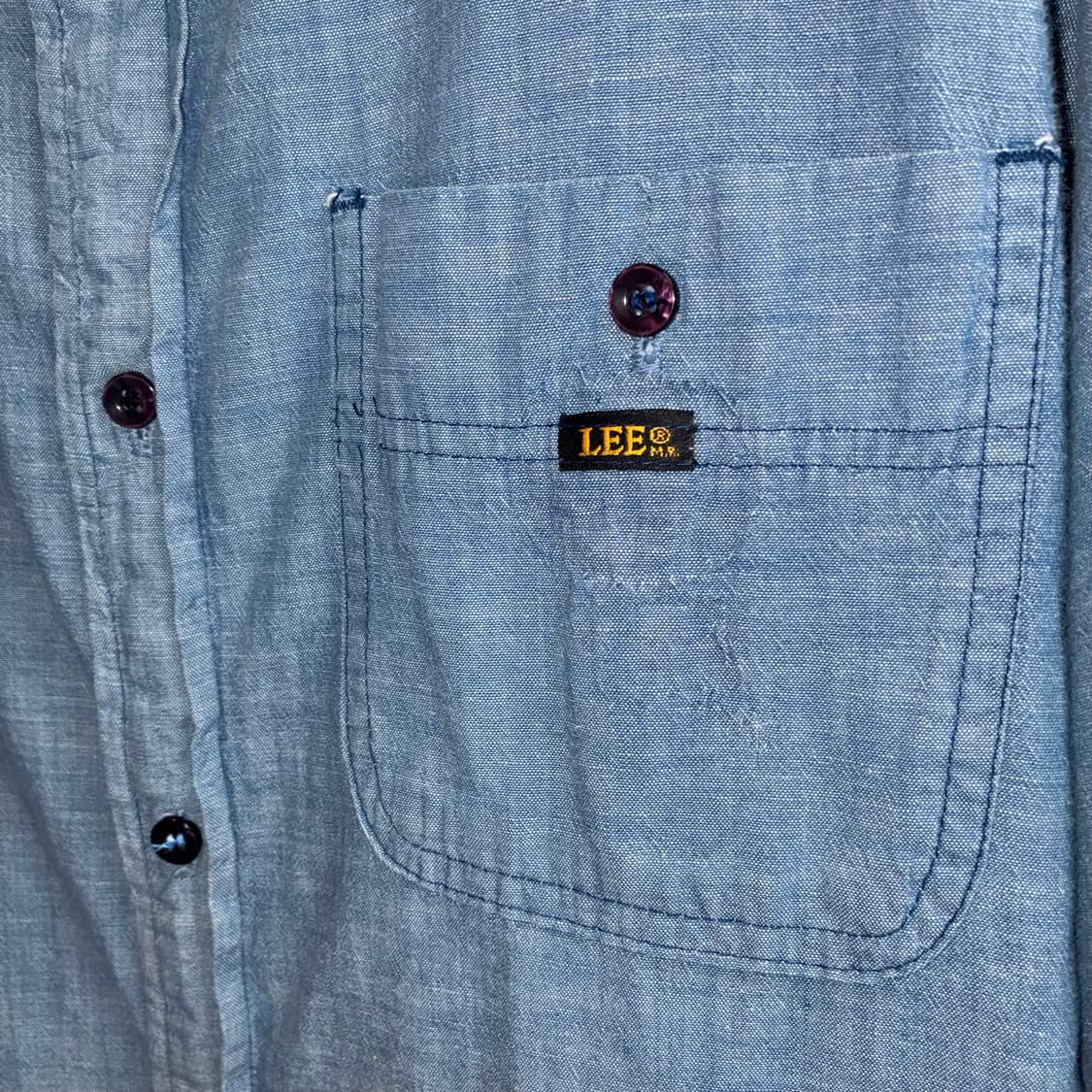 70s Lee Flower Embroidery Chambray Shirt 상품이미지5