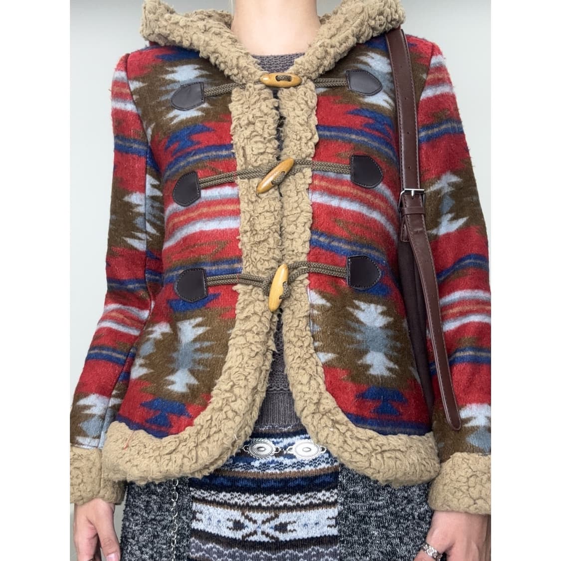 빈티지 노르딕 히피 더플 자켓 무스탕 상품이미지1