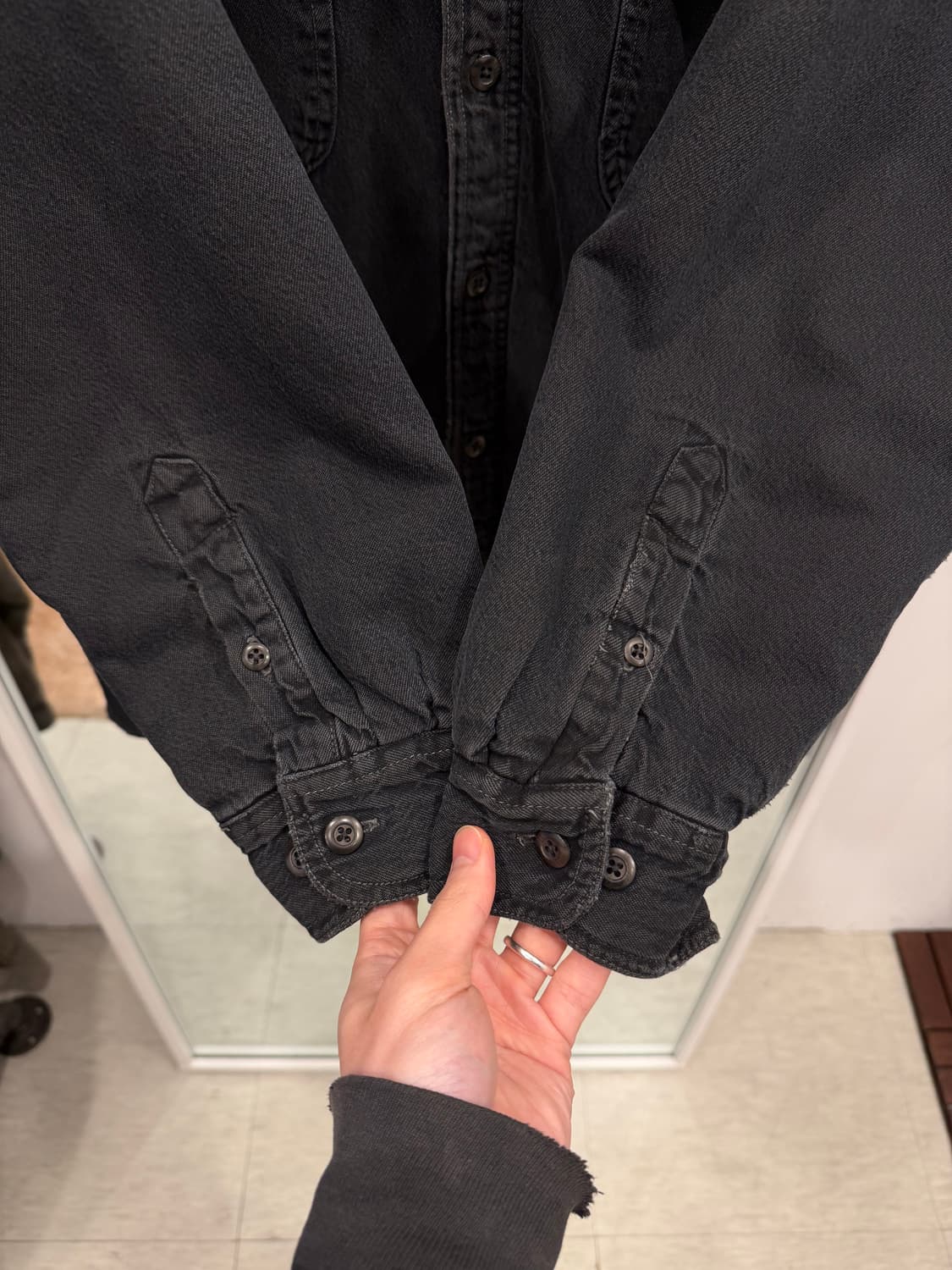 Stanley 빈티지 흑청 데님 플란넬 셔츠 상품이미지4