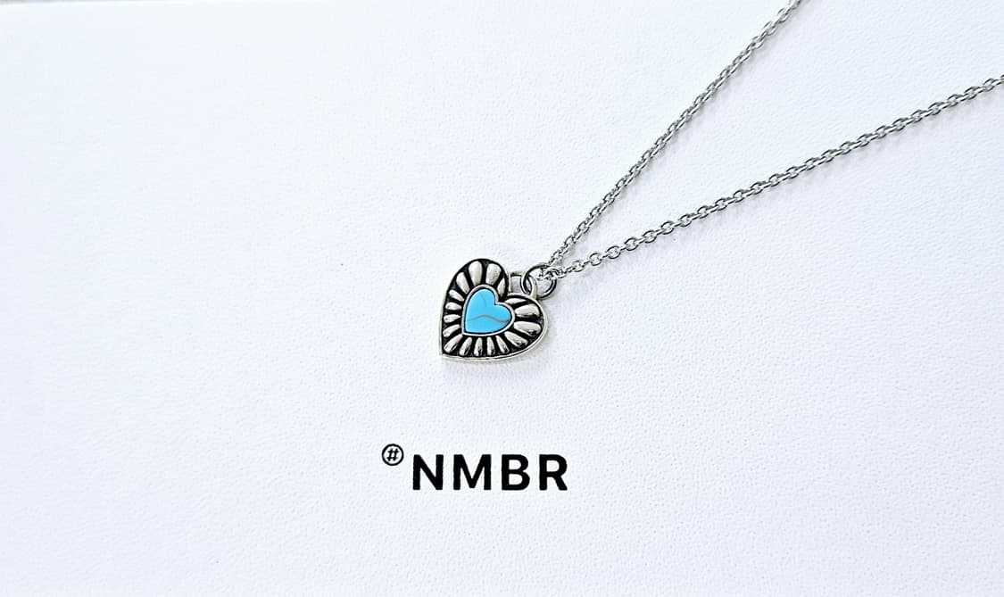 [남녀공용]넘버링 터콰이즈 하트 목걸이 [정품/풀구성] 상품이미지1