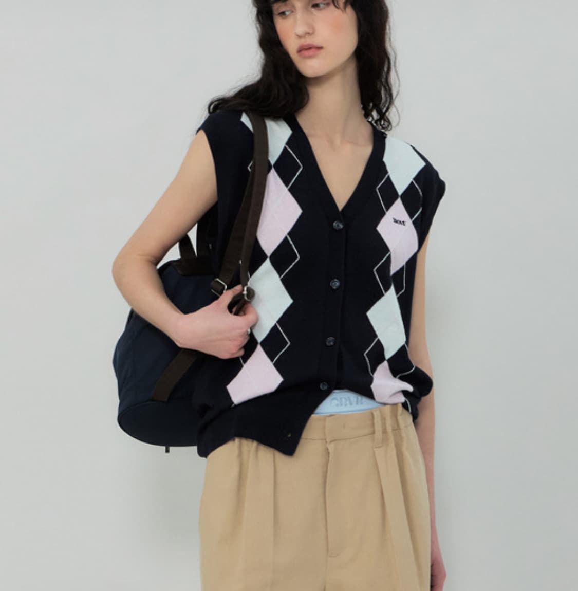 그로브 아가일 니트 베스트 상품이미지1