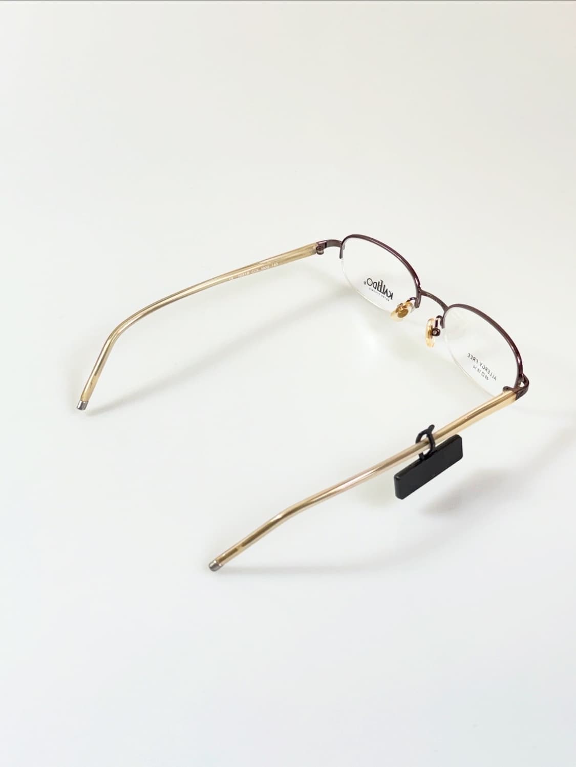 90s KALEIDO 브라운 반무테 스퀘어 빈티지 안경 상품이미지4