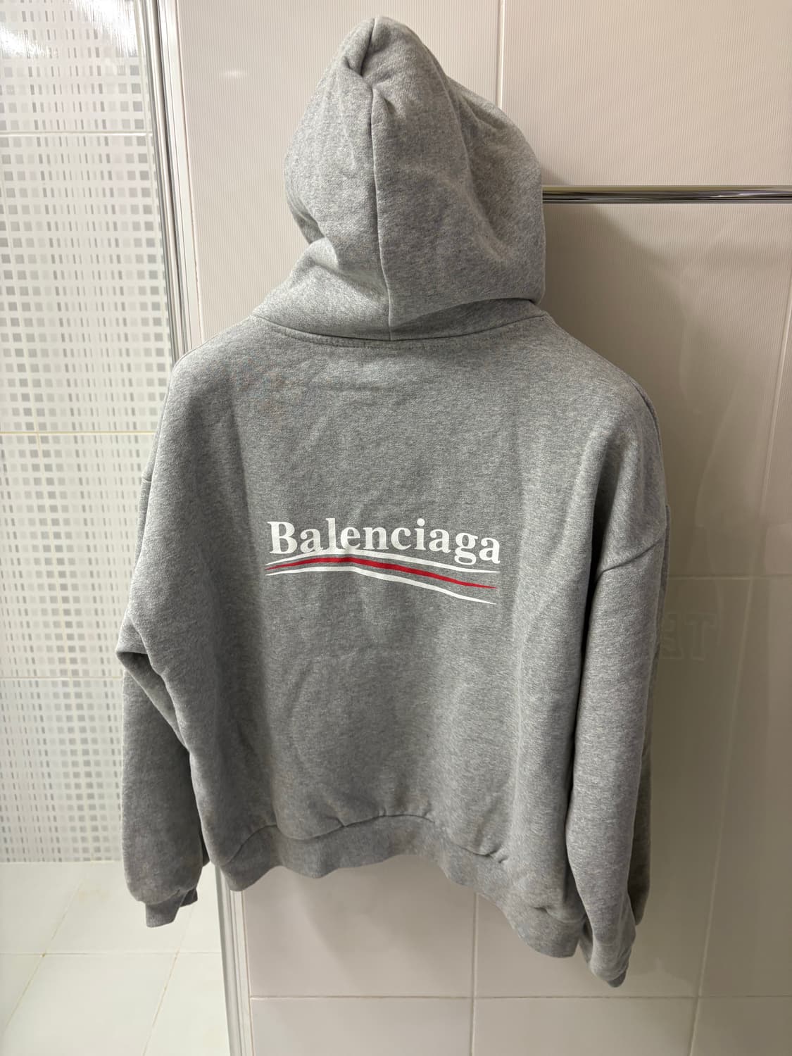 발렌시아가 웨이브 로고 후드티 그레이 상품이미지2