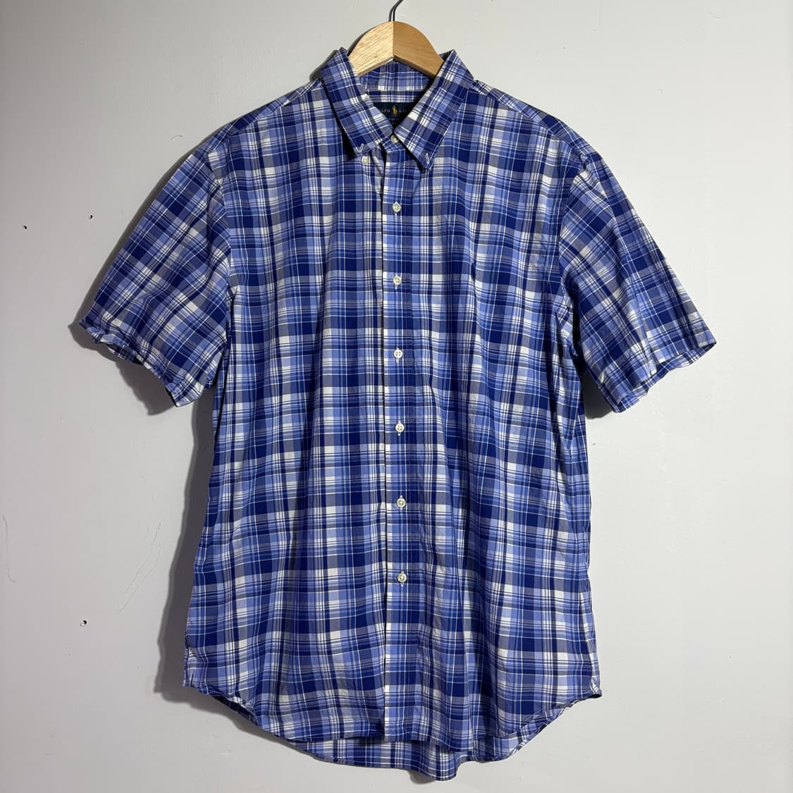 폴로 랄프로렌 블루 체크 반팔 셔츠 (무료배송) 상품이미지1