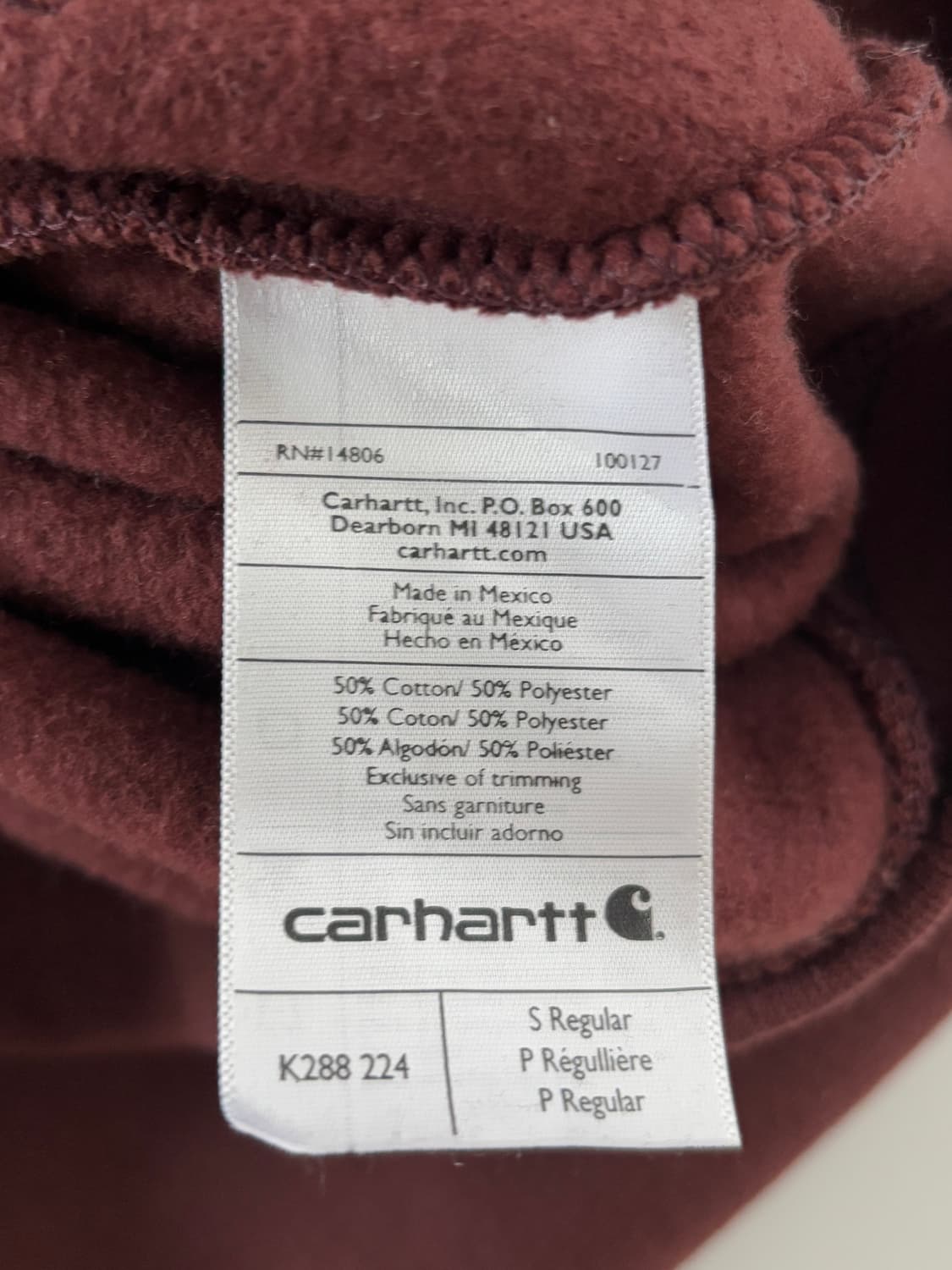 Carhartt 칼하트 버건디컬러 로고 후드티 상품이미지5