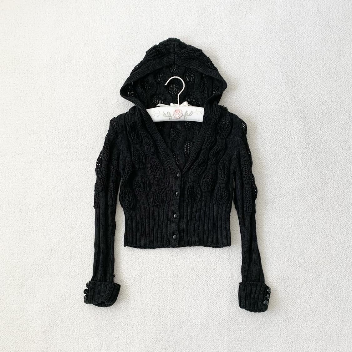 블랙 버블 숏 후드 가디건 상품이미지2