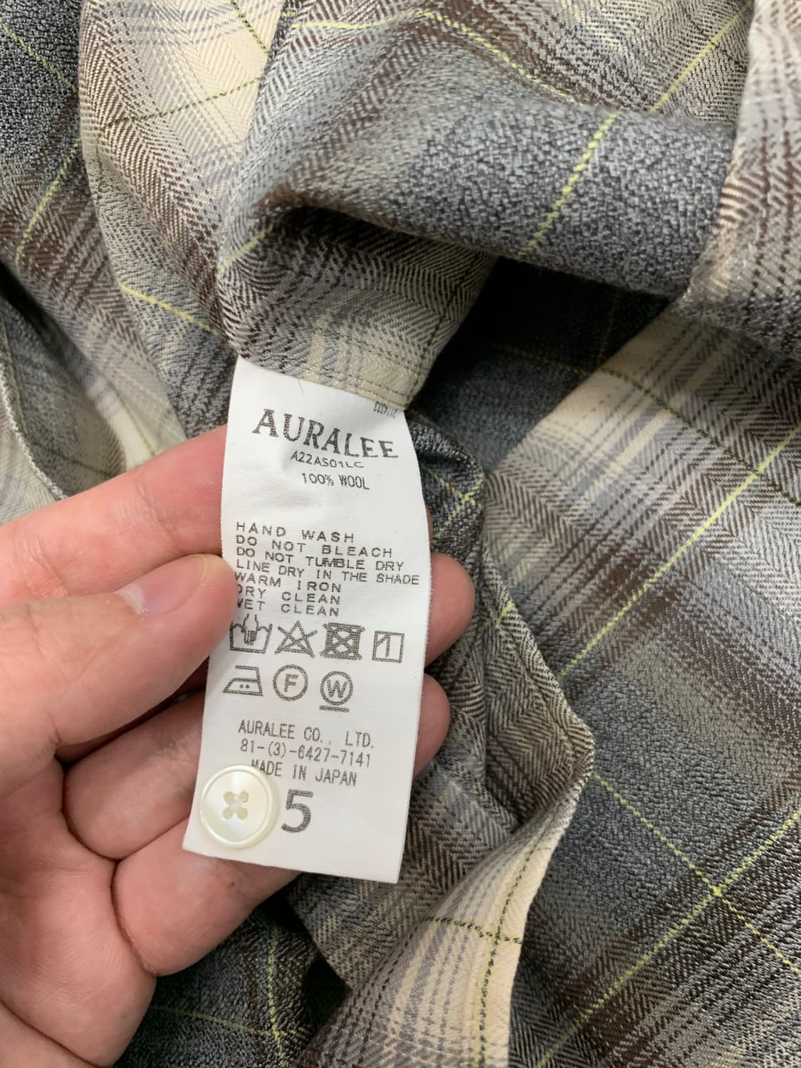 오라리auralee 울 체크셔츠 브라운 5사이즈 상품이미지3