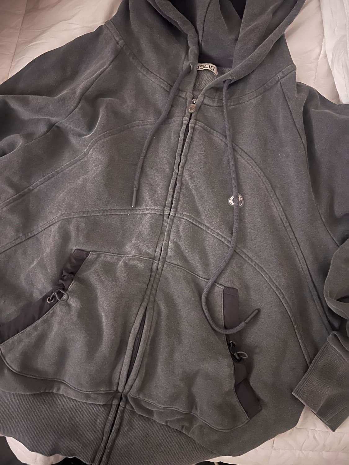 코이세이오 스트링 포켓 후드집업 블랙 상품이미지2