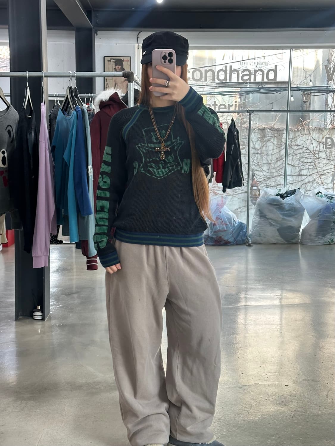 히스테릭글래머 캣 스펠아웃 크루넥 매쉬맨투맨 상품이미지2