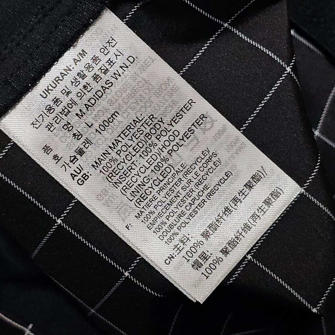 아디다스 Windproof 윈도파인체크 남성후드자켓 100 상품이미지8