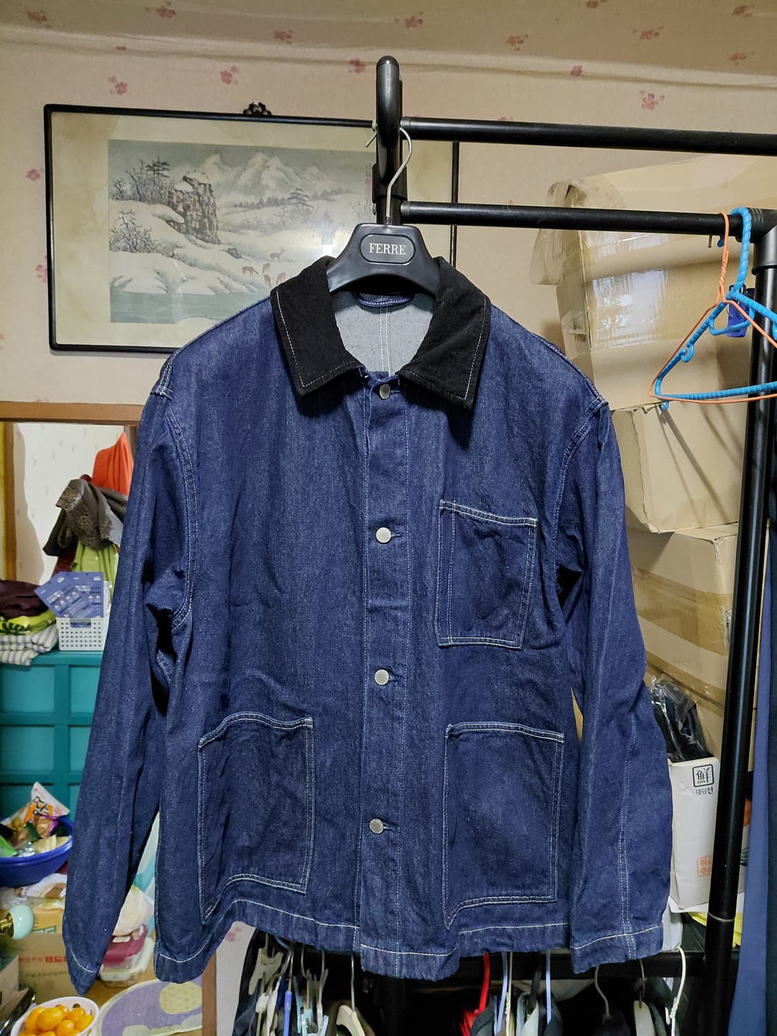 [GU]데님 초어 자켓 XL(105~110)사이즈 상품이미지10