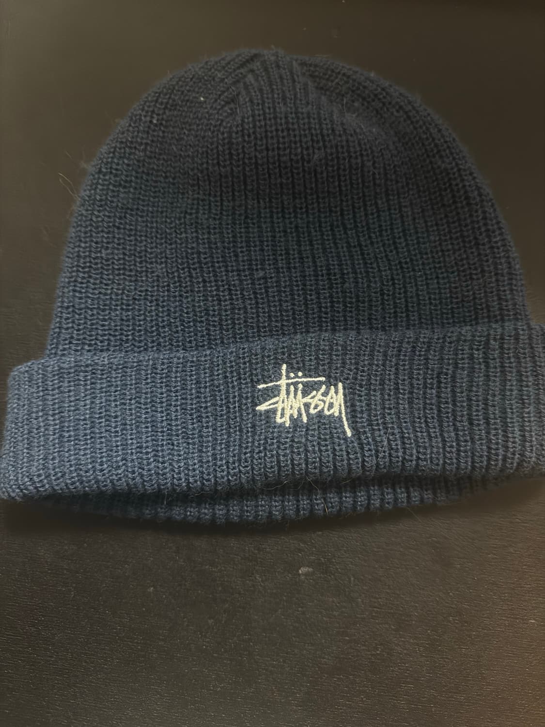 스투시 베이직 커프 비니 네이비 크림발새상품 상품이미지3