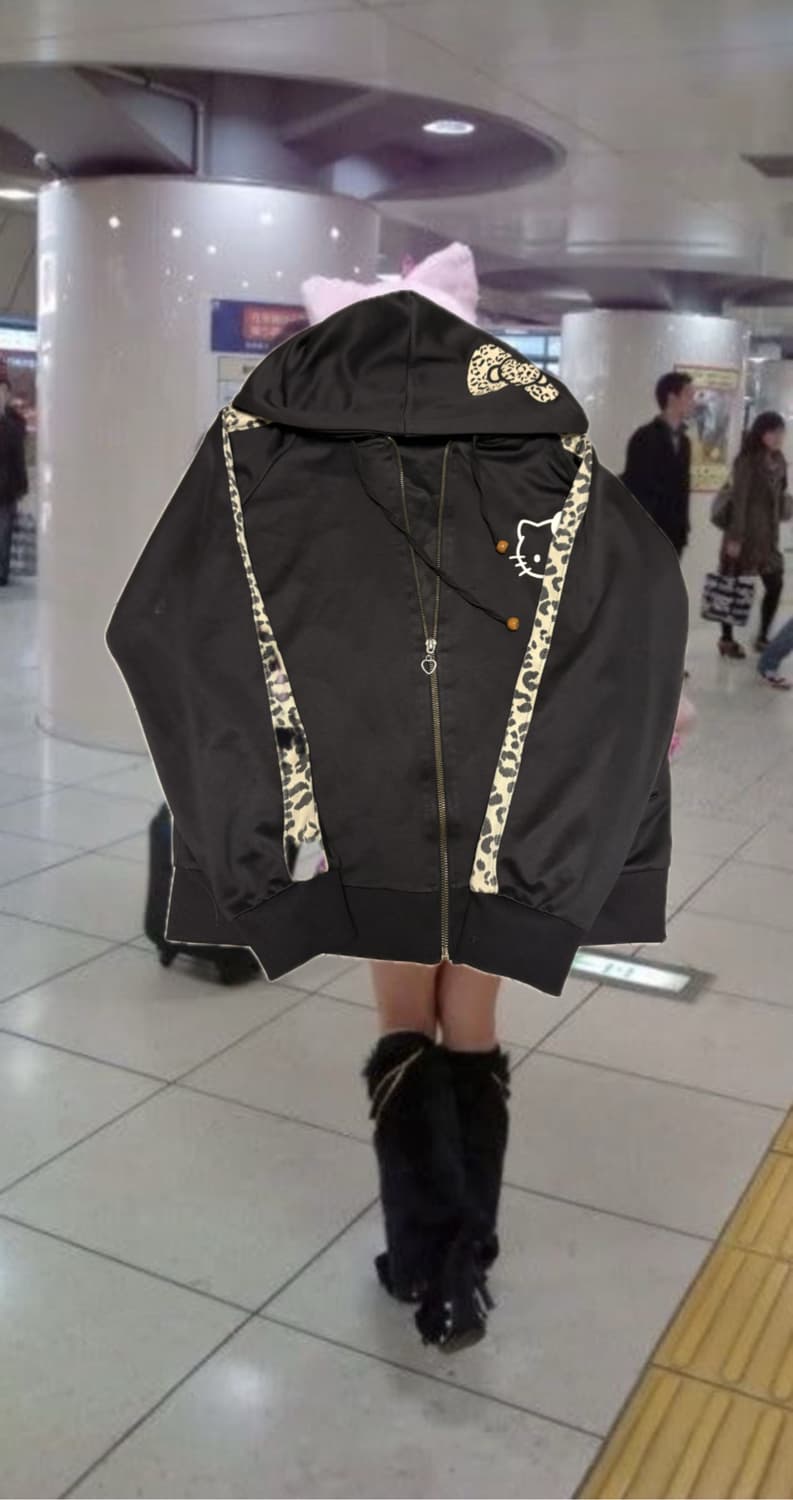 갸루 레오파드 키티 집업 오네갸루 히메갸루 산리오  상품이미지1