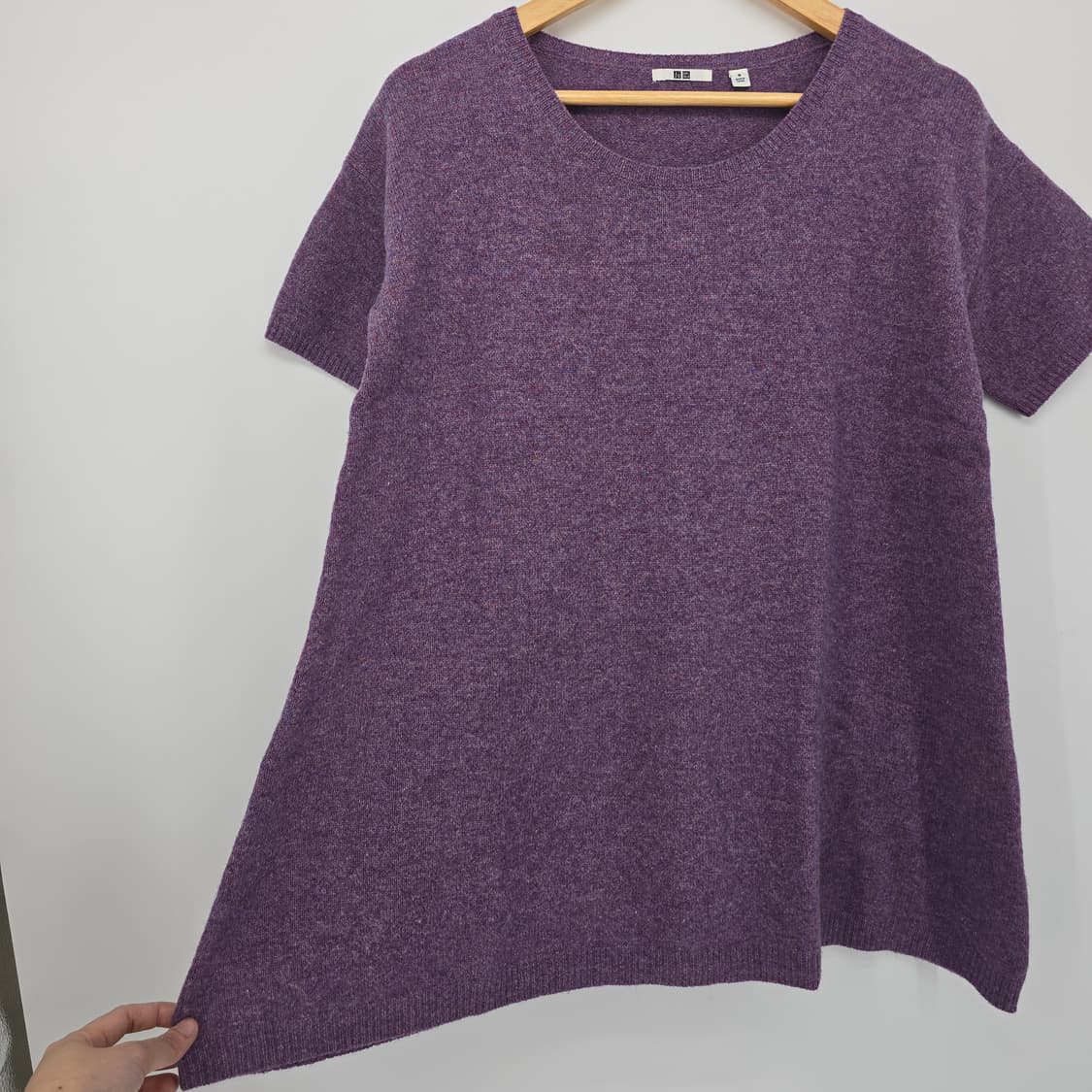울 100 유니클로 퍼플 반팔 니트 상품이미지3