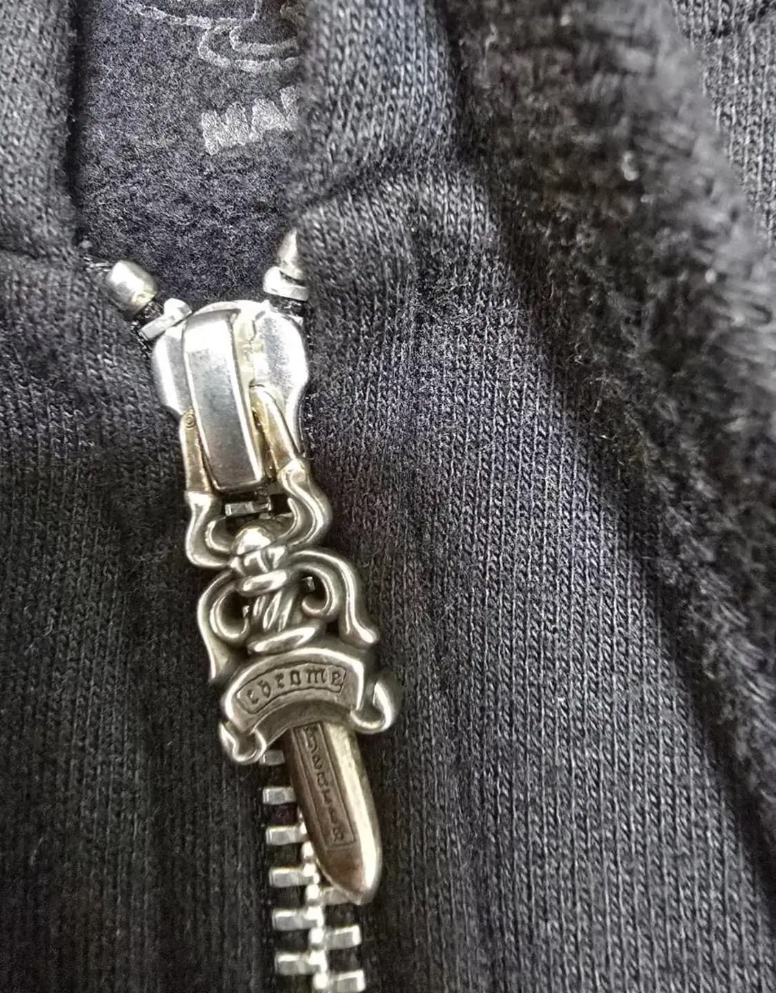 크롬하츠 버티컬 롱 플리스 후드집업 블랙 L 상품이미지5