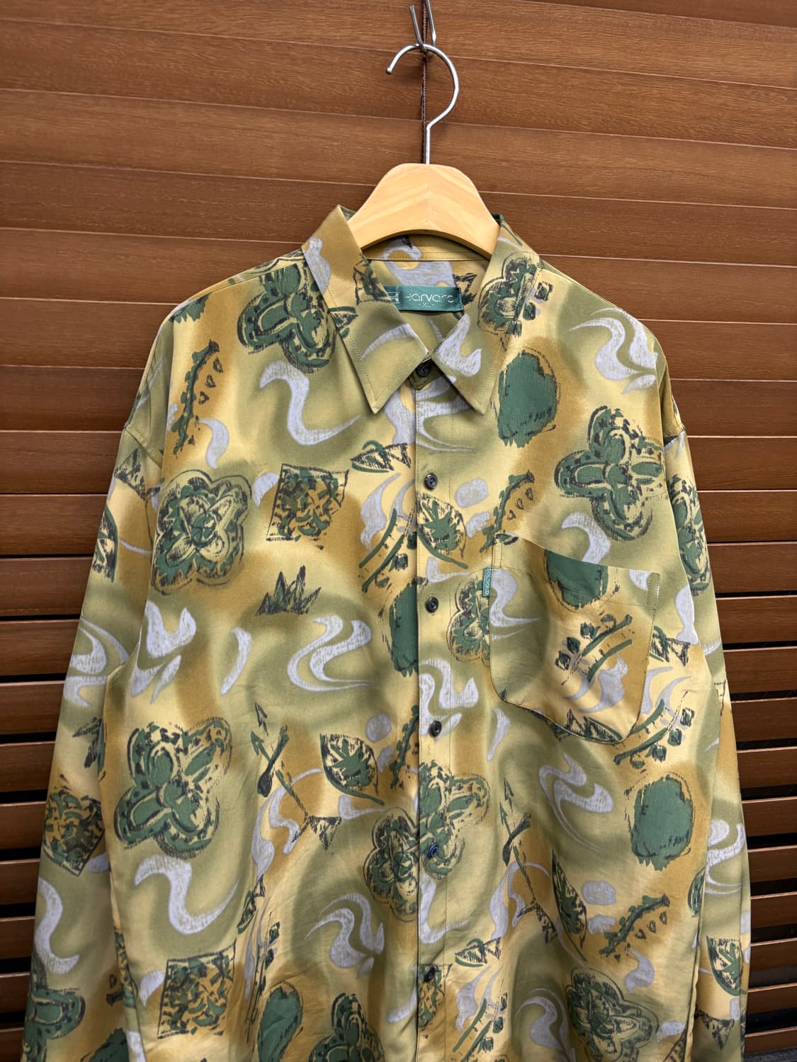 빈티지 기하학 클로버 패턴 셔츠 상품이미지2