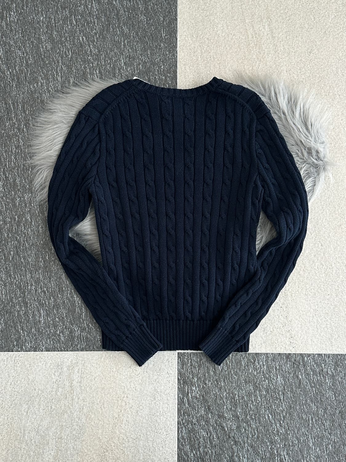 폴로 랄프로렌 네이비 V넥 케이블 니트  상품이미지7