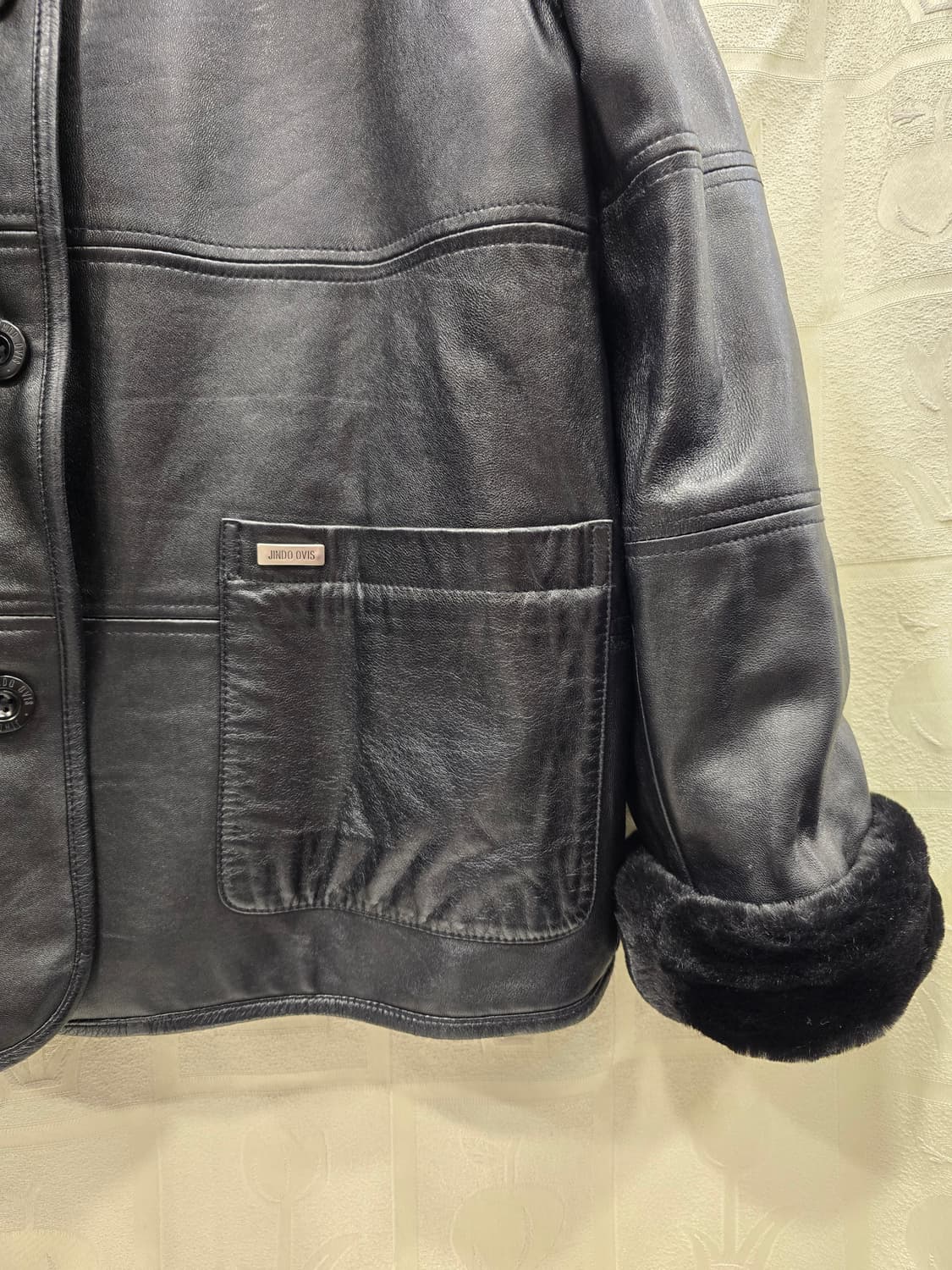 진도 OVIS 블랙 양면 양가죽 양털 점퍼 66~77 상품이미지4