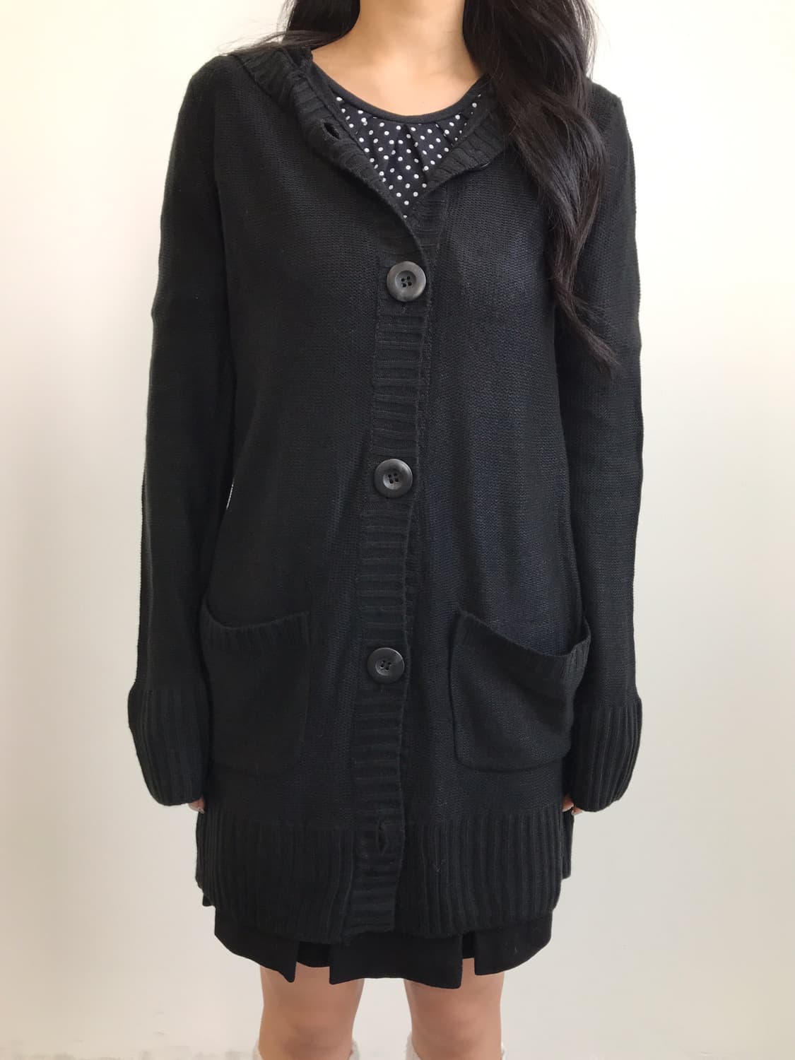 Putielal Black Acrylic Cardigans 상품이미지2