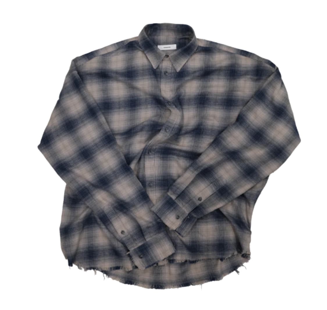 [1] 논노드 플렉서블 스트링 체크 셔츠 블루 그런지 상품이미지1