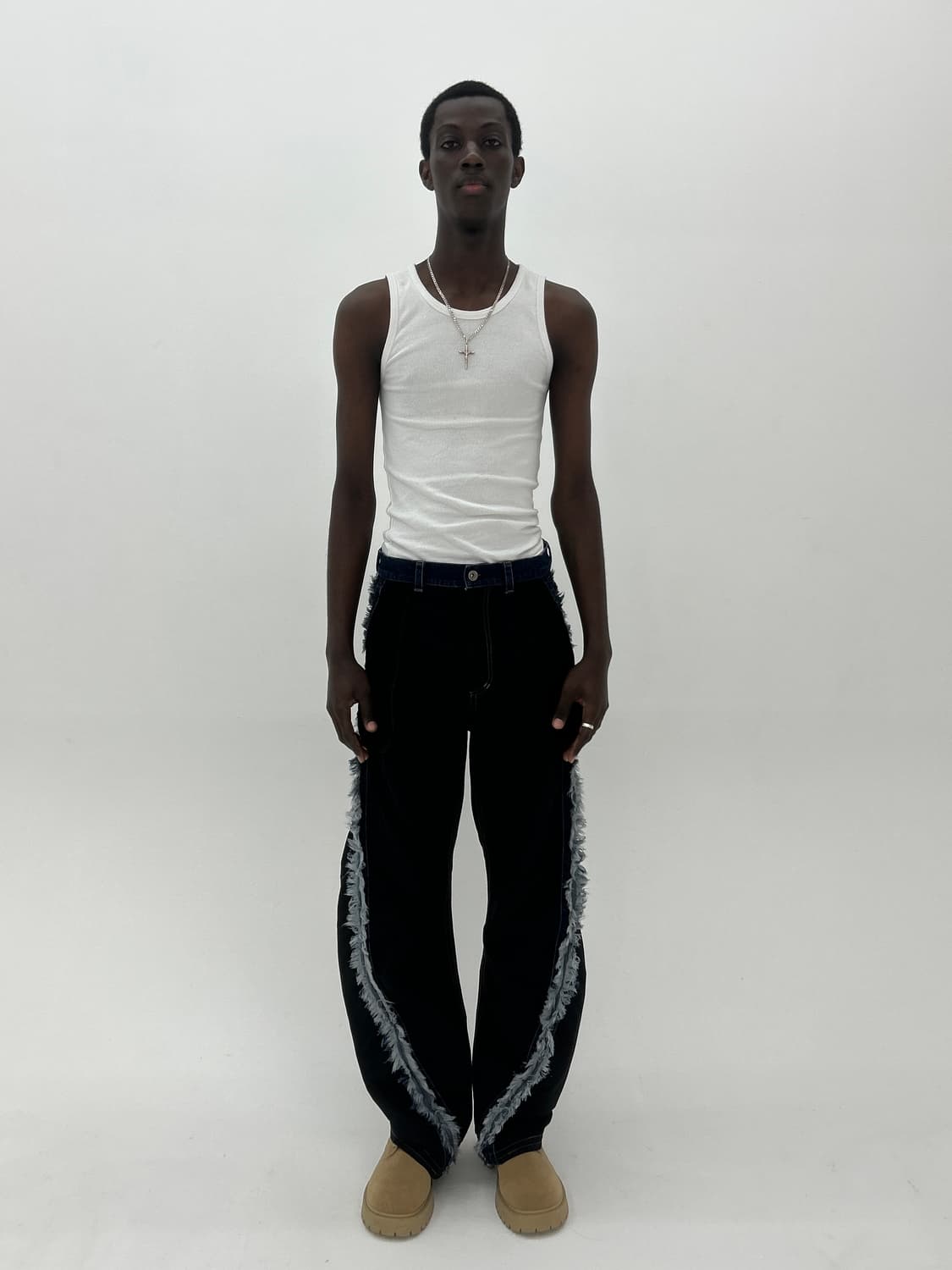 데님 나일론 트위스트 팬츠 상품이미지1