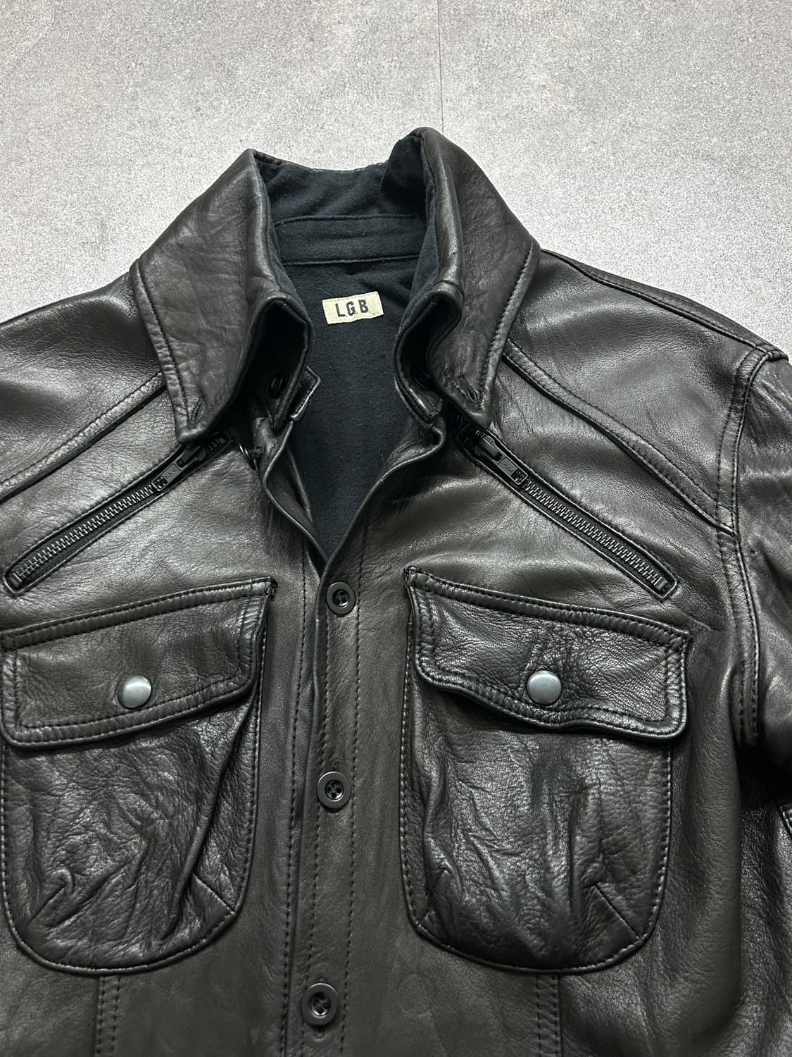 LGB Lambskin Cut Out Leather Shirts Jk 상품이미지2
